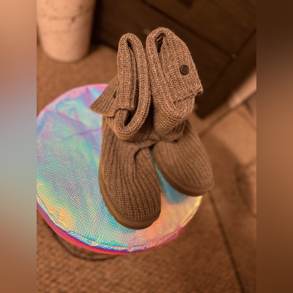 UGG Grey Famous Knit Boots - Picture 10 of 13